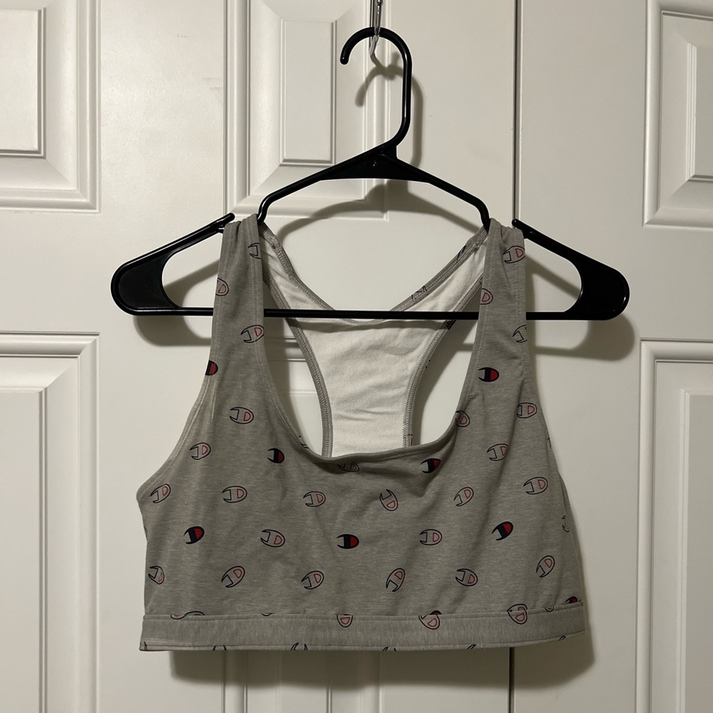 Champion Women's Gray Logo Sports Bra